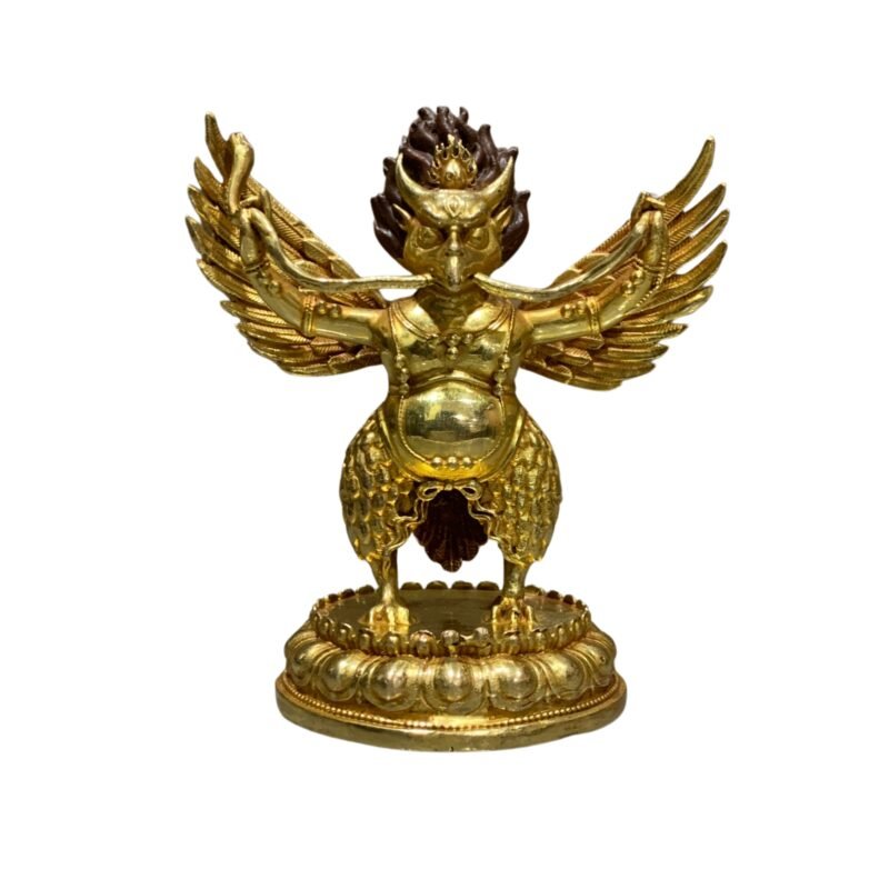 24K Gold Plated Garuda Statue | Copper Figurine