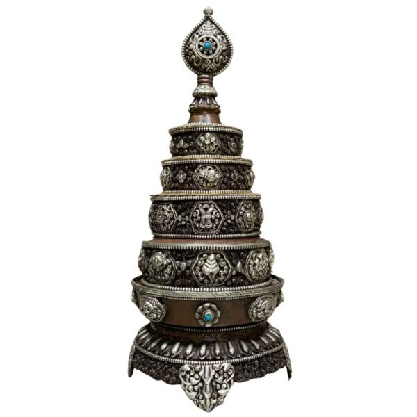 Silver-Plated Handmade Tibetan Mandala Offering Set