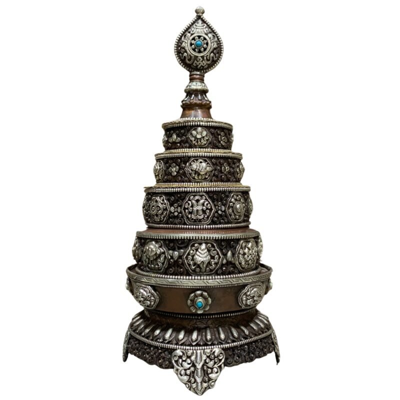 Silver-Plated Handmade Tibetan Mandala Offering Set