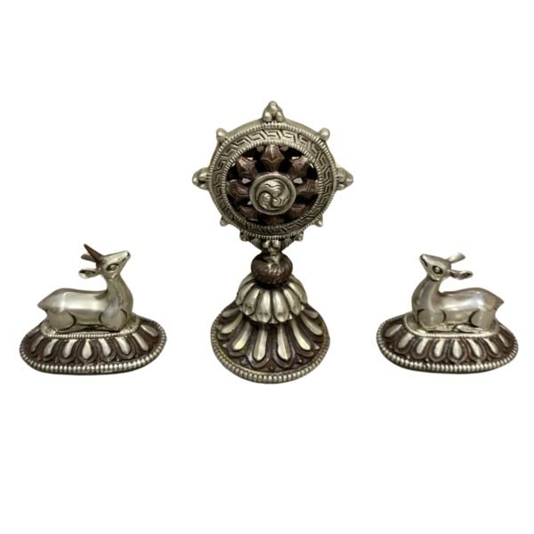 Dharma Wheel Deer Set | Silver Plated Oxidised Copper