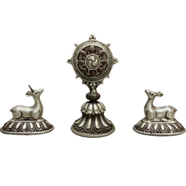 Dharma Wheel Deer Set | Silver Plated Oxidised Copper