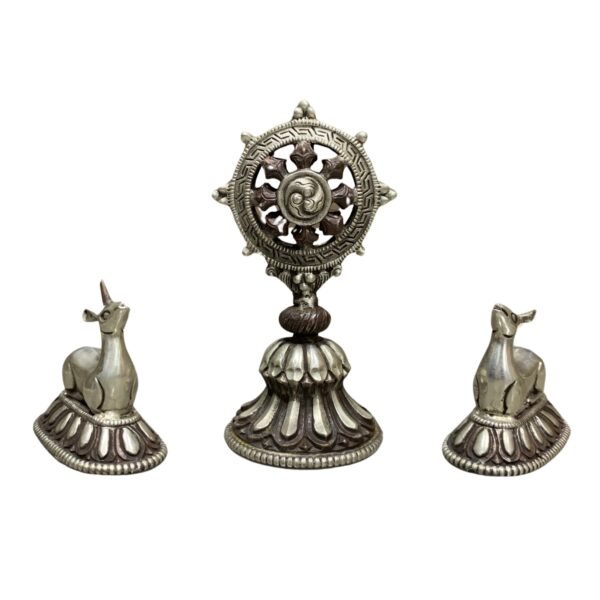 Dharma Wheel Deer Set | Silver Plated Oxidised Copper
