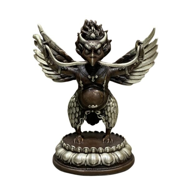 Garuda Statue | Silver Plated Oxidised Copper Figurine