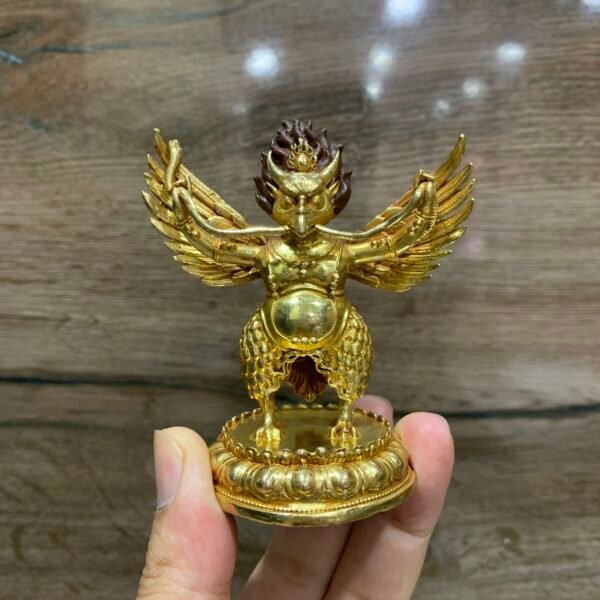 24K Gold Plated Garuda Statue | Copper Figurine