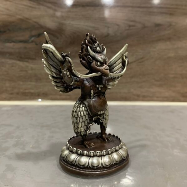 Garuda Statue | Silver Plated Oxidised Copper Figurine