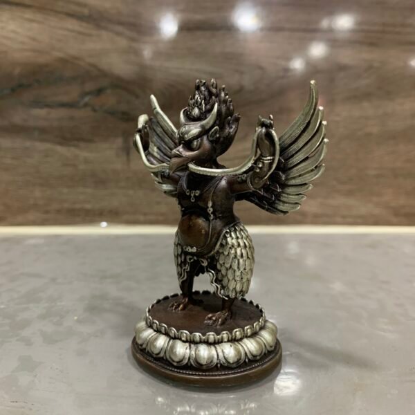 Garuda Statue | Silver Plated Oxidised Copper Figurine