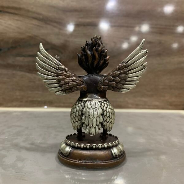Garuda Statue | Silver Plated Oxidised Copper Figurine