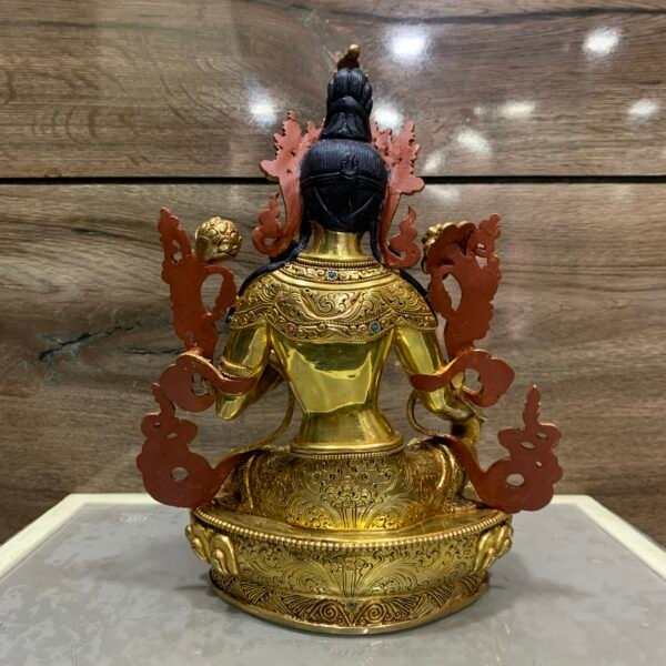 24 K Gold Plated Handcrafted Green Tara Dolma Statue