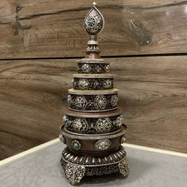 Silver-Plated Handmade Tibetan Mandala Offering Set