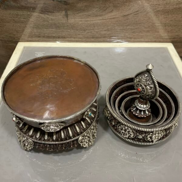Silver-Plated Handmade Tibetan Mandala Offering Set