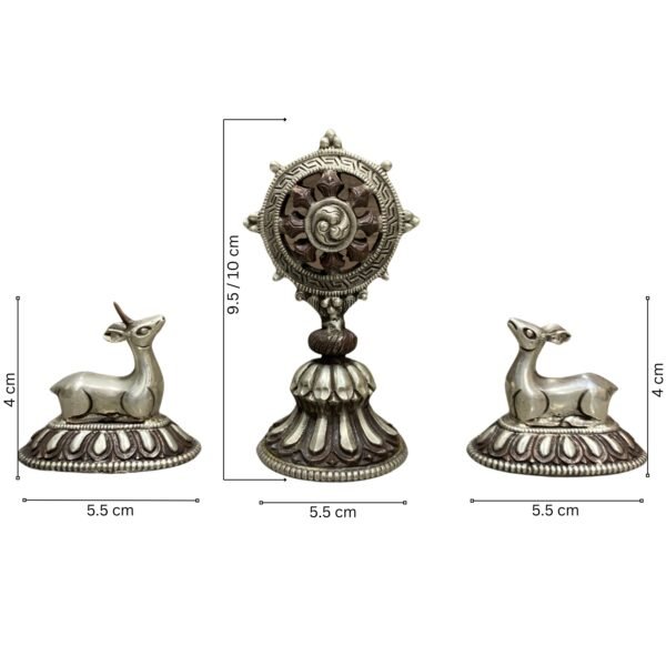 Dharma Wheel Deer Set | Silver Plated Oxidised Copper