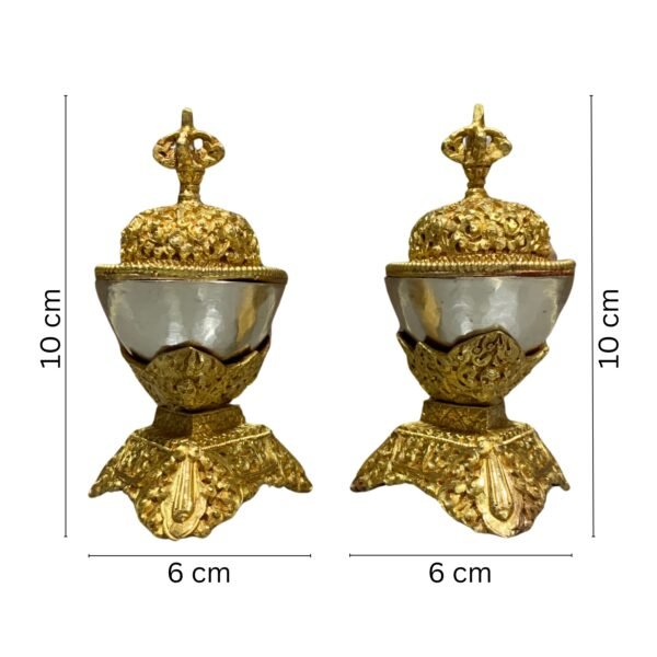 Handmade Tibetan Kapala Set | Gold Plated Ritual Skull Cup